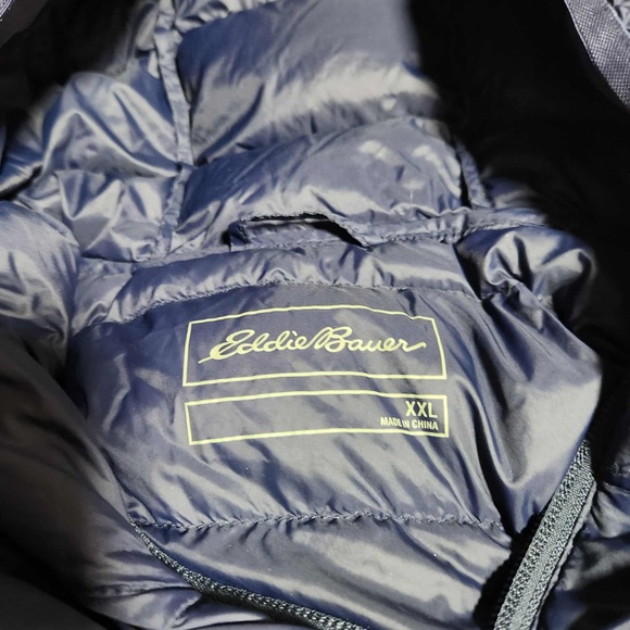 Eddie Bauer Multi Tone Blue CirrusLite Down Hooded Puffer Jacket Outdoor Style - Picture 3 of 5